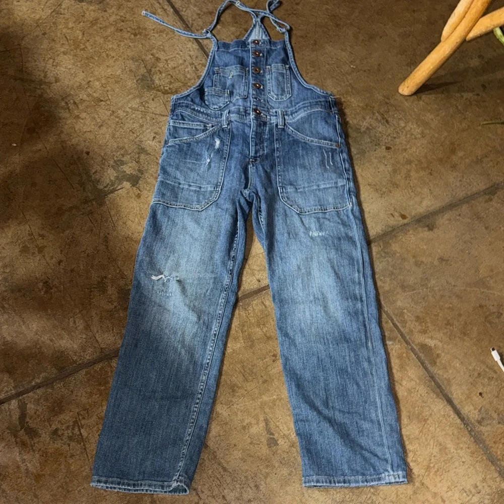 Pilcro Anthropologie painter Blue Denim Overalls size 26 - Picture 10 of 10